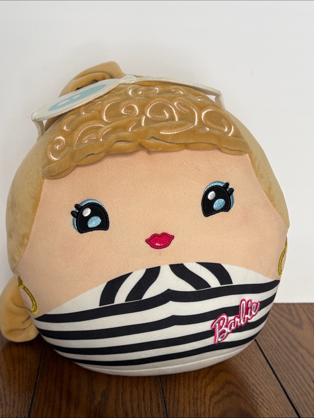 Barbie Plush Accent Pillow in Blonde, Black & White Stripes
